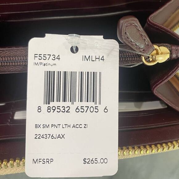 Coach Boxed Patent Leather Accordion Zip Around Wallet F55734 - Picture 14 of 14